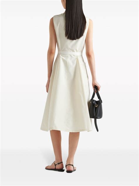 Prada Belted Faille Midi Dress White Farfetch