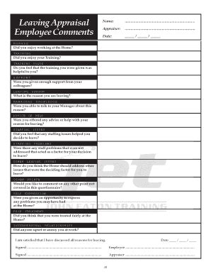 Fillable Online Leaving Appraisal Fax Email Print Pdffiller