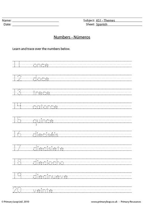 Spanish Worksheets Pdf