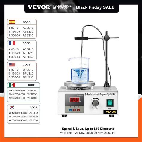 VEVOR 1L Heating Magnetic Stirrer Hot Plate W Stir Bar 0 2000R Min Vortex Mixer Distillation