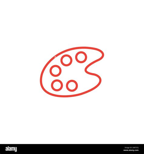 Painting Color Palette Line Red Icon On White Background. Red Flat ...