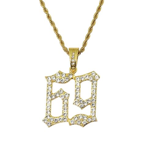 Men Hip Hop Ice Out Bling 6ix9ine Rapper Pendant Necklaces Pave Setting