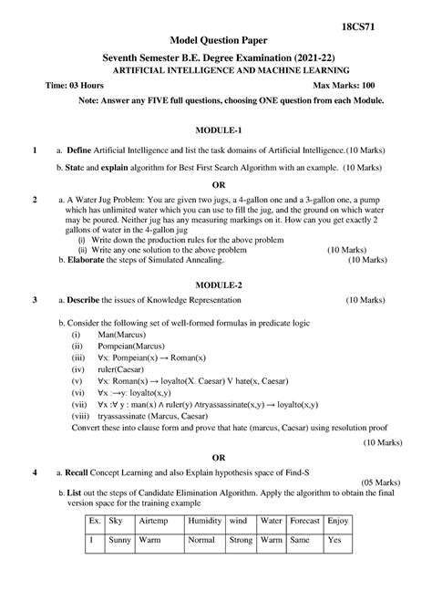 18CS71 Question Paper 18CS Model Question Paper Seventh Semester B