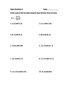 Slope Formula Worksheet by Math by Miller | TPT