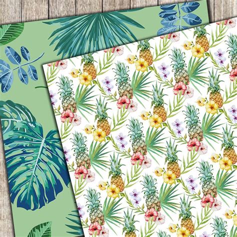 Tropical Digital Paper Free Clipart Hawaii Aloha Summer Etsy