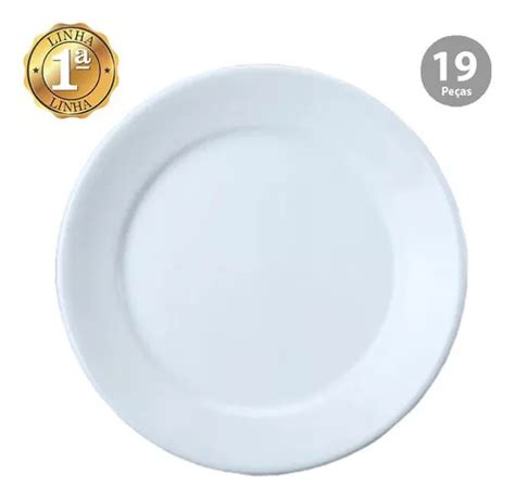 Juego De 19 Platos Planos Restaurante De Porcelana Blanca Schmidt