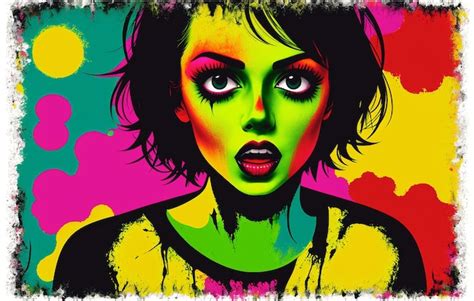 Premium AI Image Zombie Woman Portrait On A Grunge Background In Pop