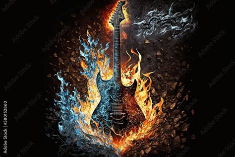 Rage Unleashed Burning Guitar Rips Through The Gates Of Hell