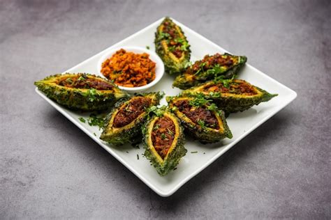 Premium Photo Bharwa Karela Masala Fry Or Stuffed Bitter Melon Recipe