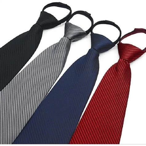 9cm Zipper Tie Strips Business Necktie Zip Polyester Silk Mens Neck