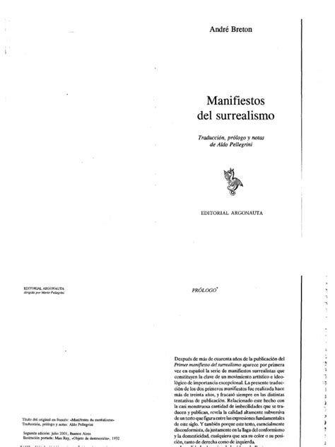 André Breton Primer Manifiesto Del Surrealismo Pdf Surrealismo Dormir