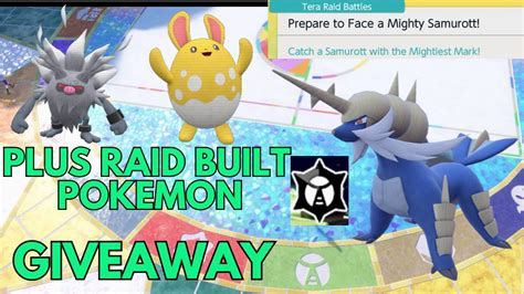 7 Star samurott Tera Raid live plus pre built raid Pokémon giveaway