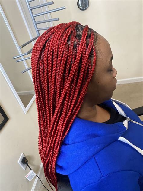 Its The Color For Me🙂 Red Smedium Knotless Braids Braidssbyvon