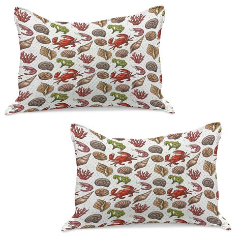 Sea Shells Knitted Quilt Pillowcover Set Of Maritime Pattern Shrimp