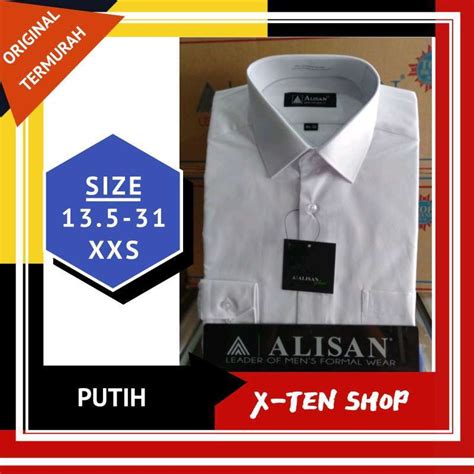 Jual Baju Kemeja Alisan Polos Regular Lengan Panjang Putih Xxs Di