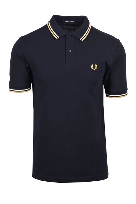 Fred Perry Twin Tipped Polo Shirt Navyecruhoney Comb M3600