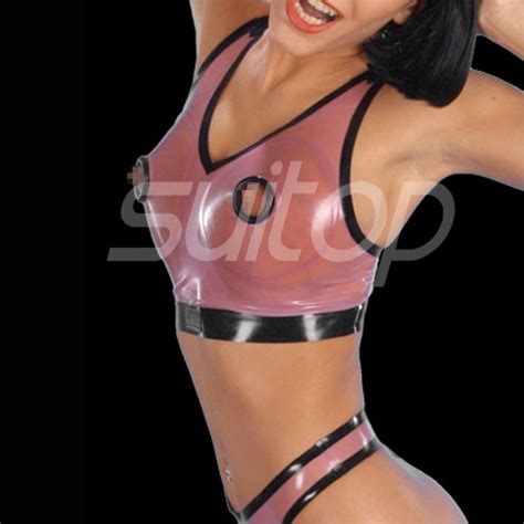 Suitop Women S Rubber Latex Underwear Whole Set Including Vest With