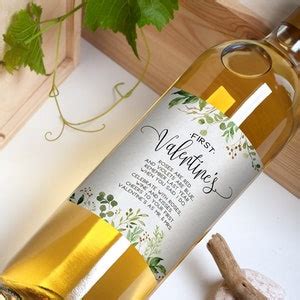 Printed Greenery Wedding First Wine Bottle Labels Set Of Waterproof