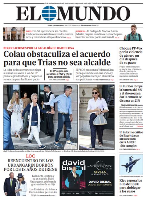 Portada De El Mundo Del S Bado De Junio De Medios