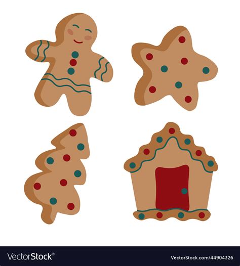 Set Of Christmas Gingerbread Cookies Royalty Free Vector