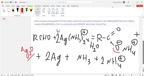 Solved Write A Balanced Equation For The Redox Reaction Occurring Between An Aldehyde Rcho