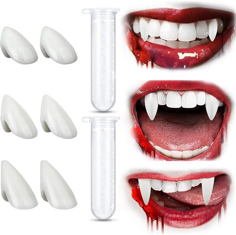 Boerfaan Vampire Fangs 3 Pairs 3 Sizes Teeth With Adhesive