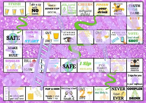 18 Snakes and Ladders Drinking Party Board Game Digital Download - Etsy