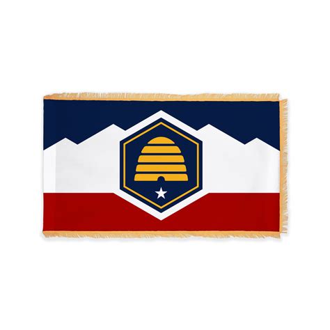 Utah State Flag With Fringe Indoor Use Celebrate Utahs Heritage
