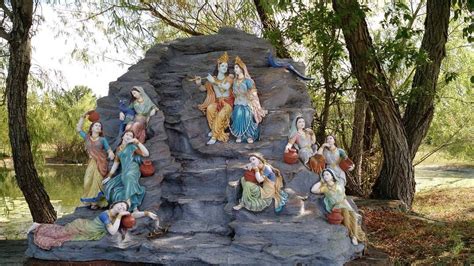 Depiction of Playful time of Lord Krishna, Radha and her friends ...