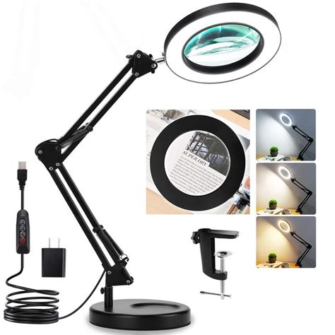 Magnifying Glass with Light and Stand, Veemagni 5X Real Glass 2-in-1 ...