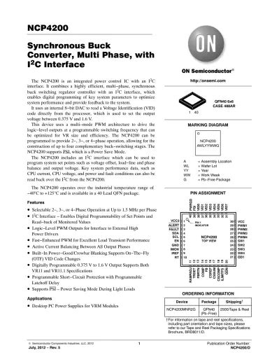 NCP4200 Synchronous Buck Converter Multi Phase With I