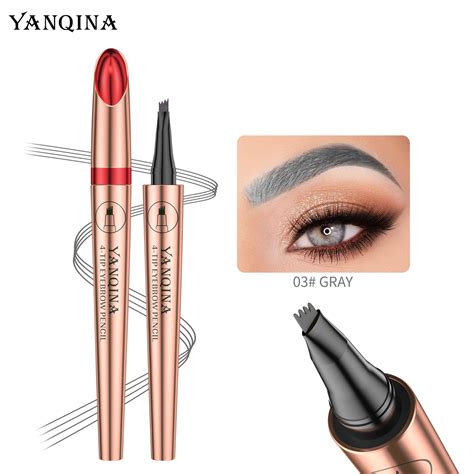 Drnokyasn Womens 4 Point Eyebrow Pencil Waterproof Liquid Eyebrow Pen