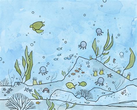 Underwater Scene Under The Sea Drawing Easy