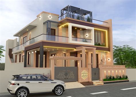 Fusion Of Jodhpur Stone N Acp Sheet House Balcony Design Duplex House