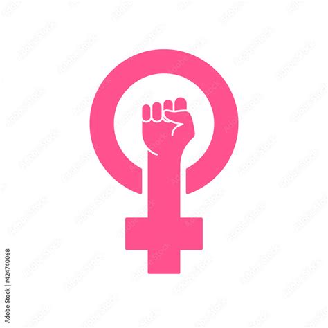 Feminism protest symbol. Pink female first, women rights. Symbol of ...