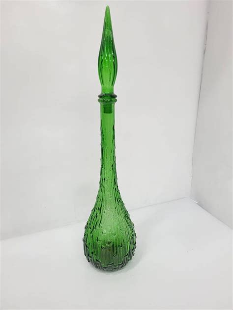 Mid Century Modern Empoli Genie Bottle Vintage Art Glass Decanters