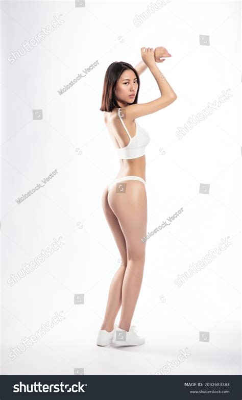 Brunette White Lingerie Posing Studio Stock Photo Shutterstock