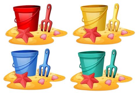 Free Vector | Set of bucket with spade