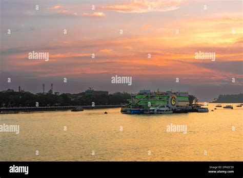 Panaji Goa India Oct 22 2022: Sunset time cruise View of the Atal Setu ...