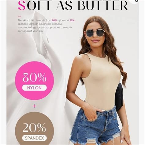 Fevita Tops Bodysuit High Neck Sleevless Snap Closer Sexy Haltet In Cream Size Medium Nude