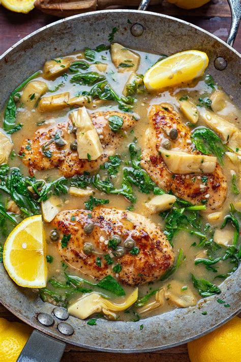 Spinach And Artichoke Chicken Piccata Recipe Chicken Dishes Recipes