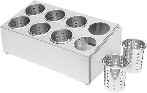 Holes Flatware Cylinder Holder Commercial Stainless Steel Utensil