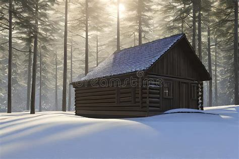 A cabin in a winter forest stock photo. Image of home - 268794774