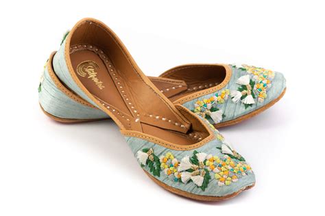 Blue Embroidered Jutti Indian Shoes Footwear Design Women Indian