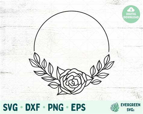 Floral Wreath Svg Rose Wreath Svg File For Cricut Half Etsy Canada