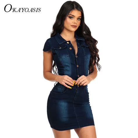 Sexy Women Denim Dress New 2017 Summer V Neck Dress Vestidos Dress Vestidos Jeans Party Dresses