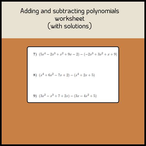 Adding And Subtracting Polynomials Worksheet For Th Grade