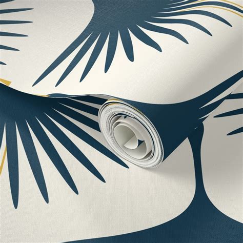 Art Deco Swans - Navy 12" Wallpaper | Spoonflower