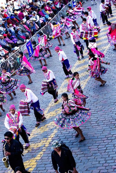 Men And Women In Traditional Costume Inti Raymi Festival Cusco