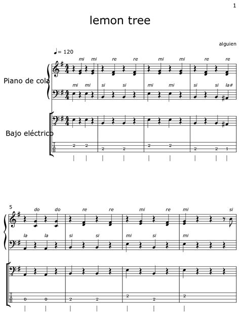 lemon tree - Sheet music for Piano, Electric Bass